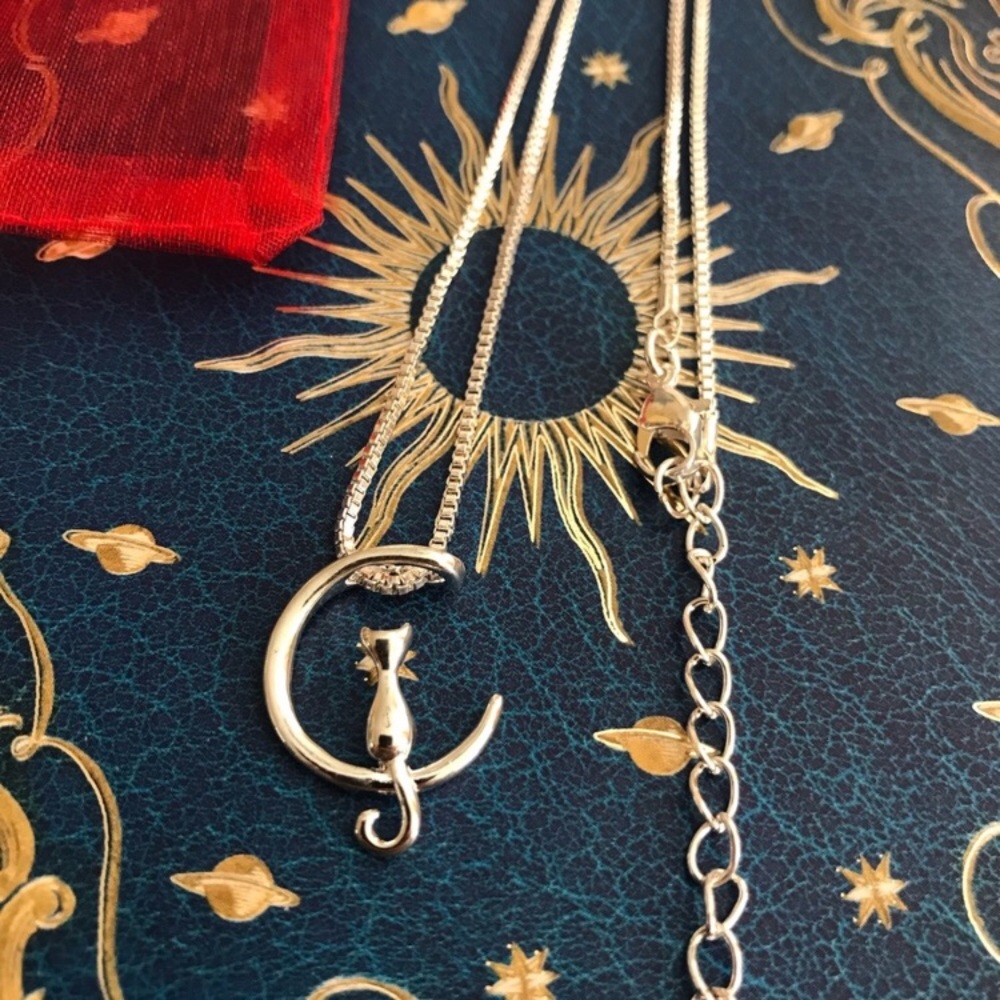 FREE cute witchy moon cat necklace